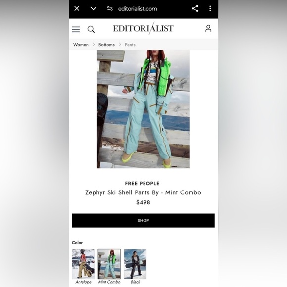 NEW Free People Zephyr Ski Shell Pants By - Mint Combo $498 - Picture 4 of 7